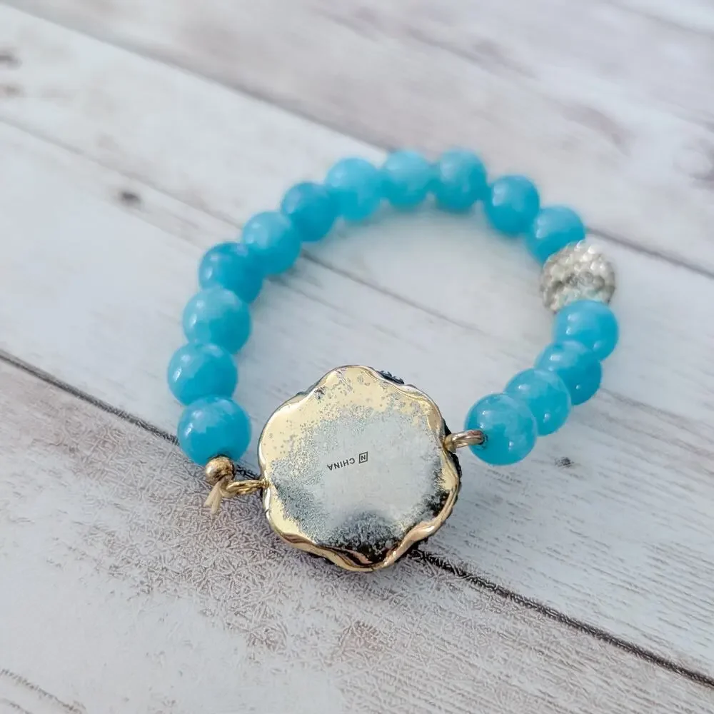 Blue Stretch Bracelet with Charm - Small - Condition Issues